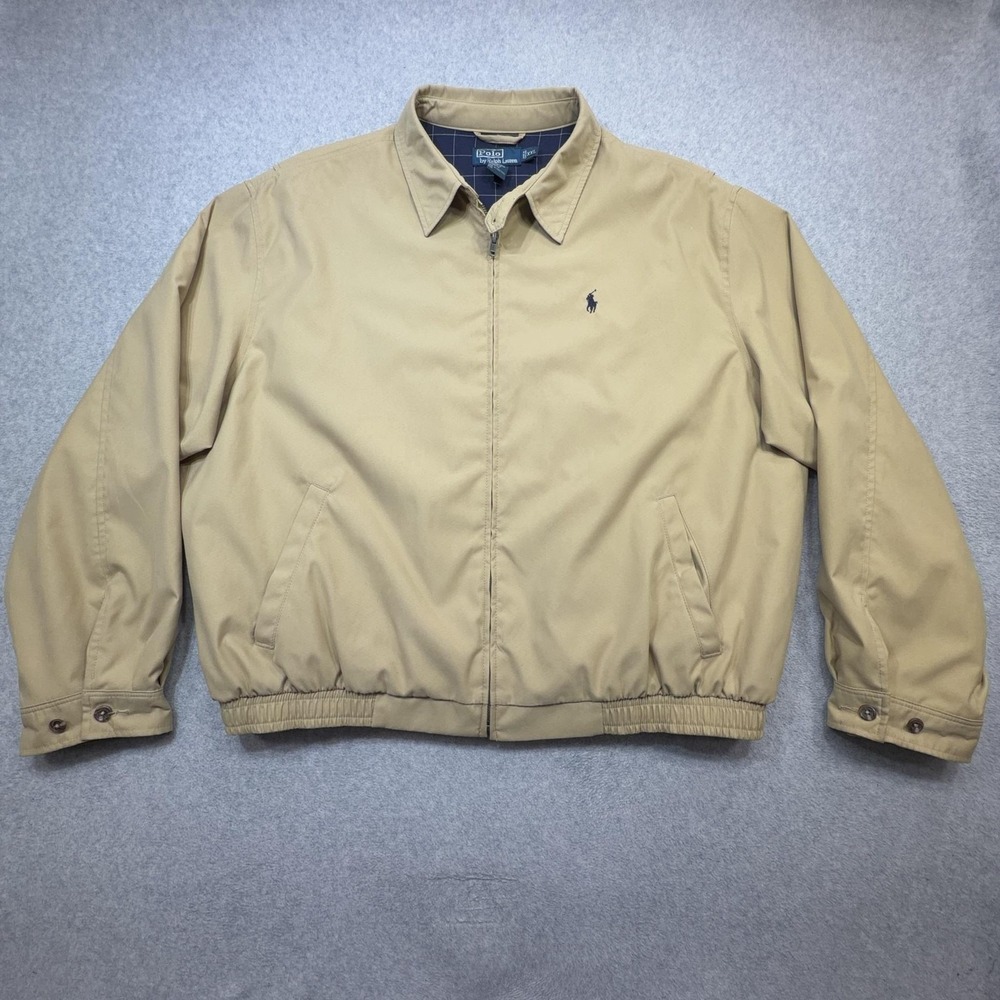 Polo Ralph Lauren Bi-Swing Jacket Mens XXL Beige Microfiber Lined Pony Logo